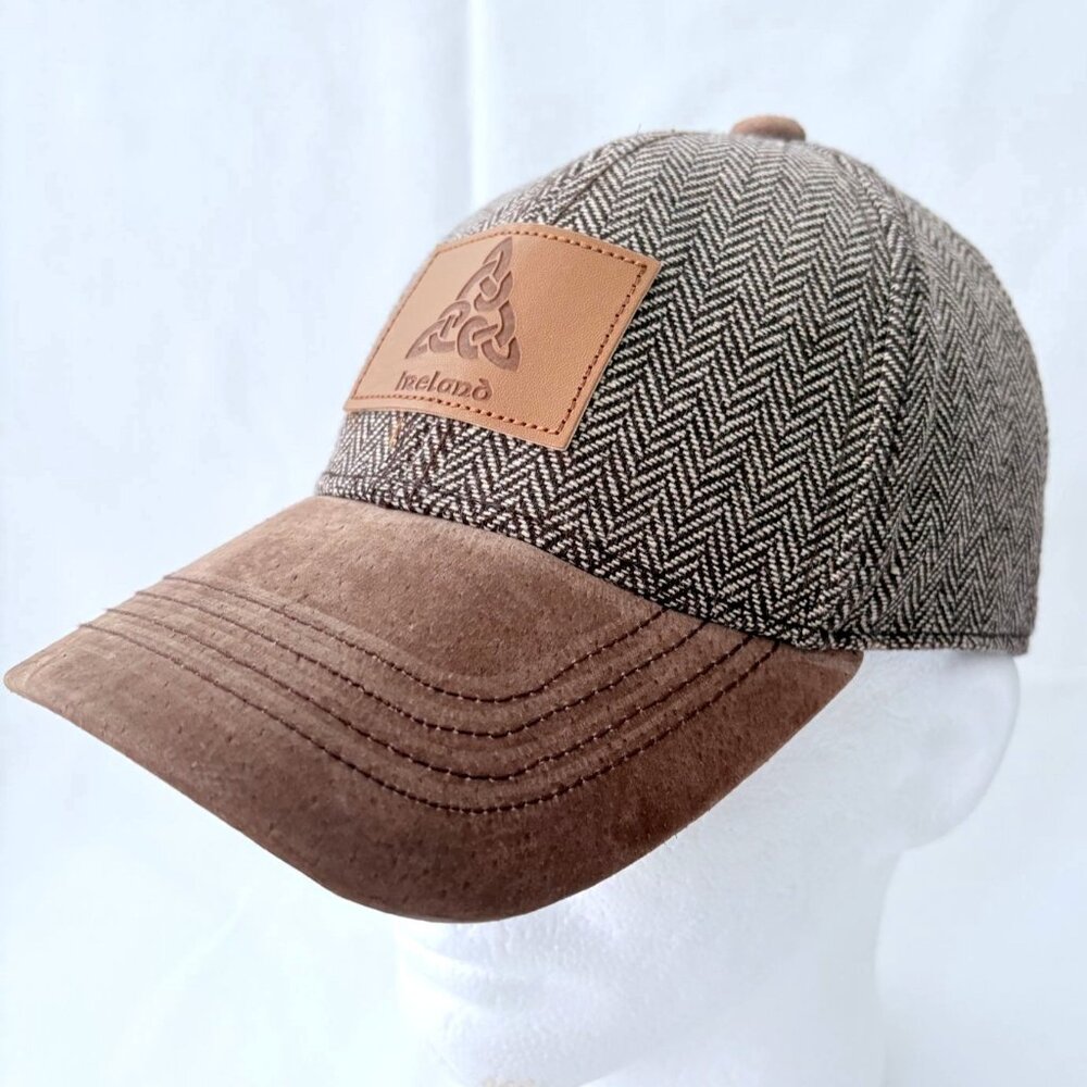 Traditional Craftwear Brown Tweed & Suede Ireland Adjustable‎ Baseball Cap Hat